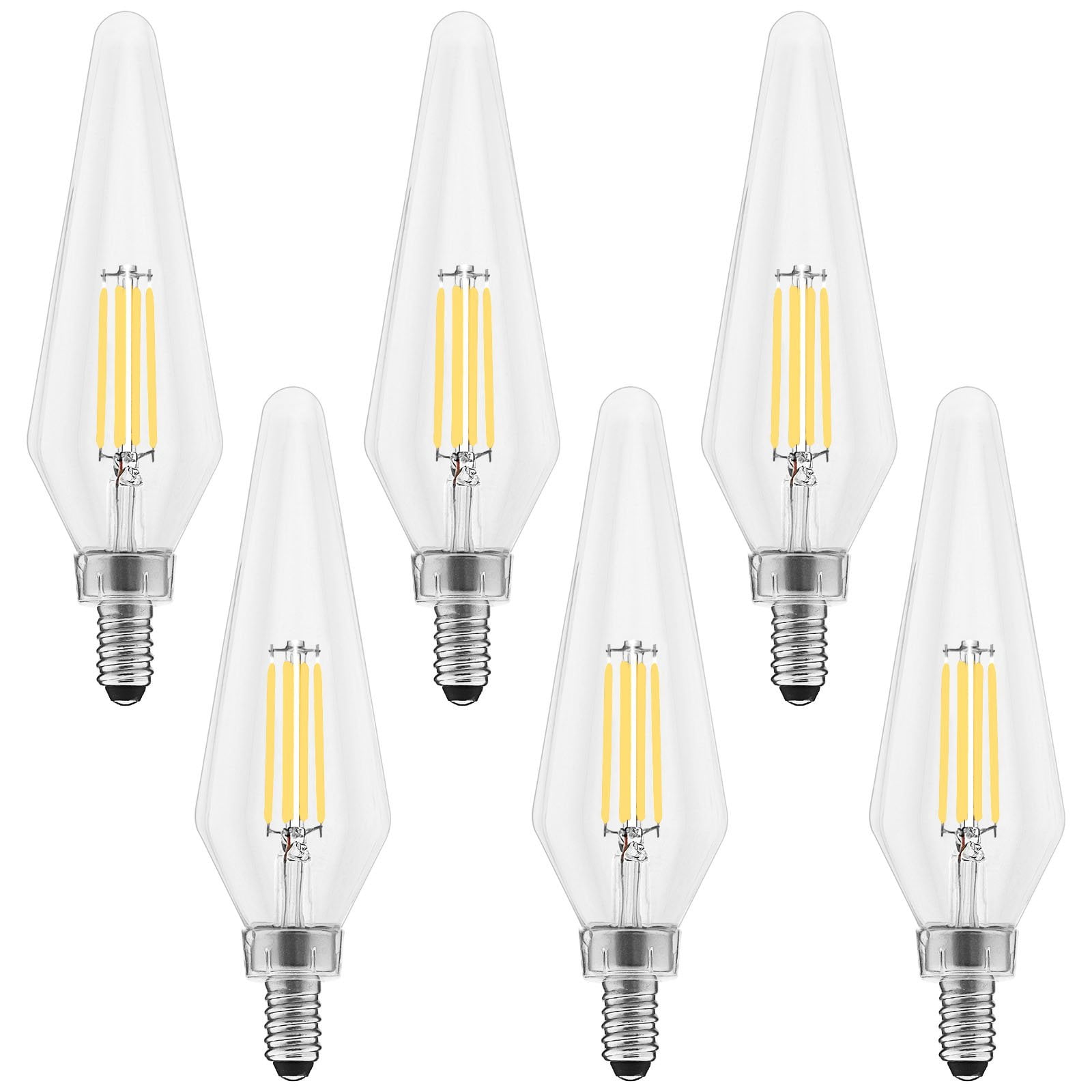 Luxrite E12 Candelabra LED Light Bulbs 5000K Dimmable 4.5W 500 Lumens HX10.5 Glass Wet Rated UL Listed 6 Pack Walmart