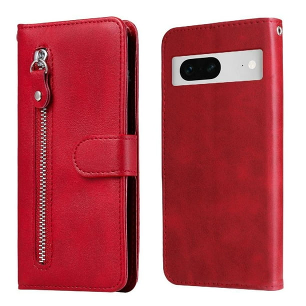 Estuche de Cuero PU con Cierre para Google Pixel 7 , Funda Protectora con Billetera y Correa