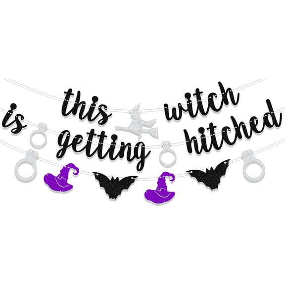 This Witch Is Getting Hitched Banner,Halloween Bachelorette Party,Witch Party Decorations,Fall Witch Bach Party Decorations Supply Black