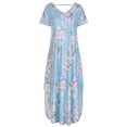 thumbnail image 4 of Leutsin Robe Longue Décontractée à Manches Courtes Imprimé Floral Col en V Grande Taille, 4 of 8