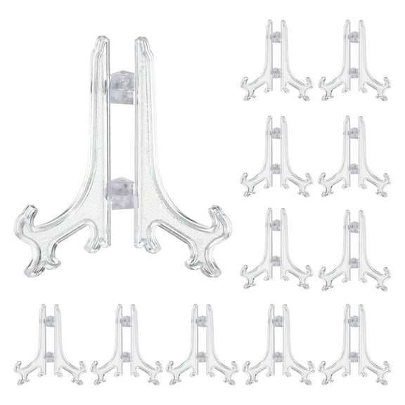 Uxcell 3" Acrylic Plate Stands for Display Stand Plate Holder Transparent 12Pcs