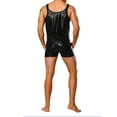 thumbnail image 7 of DYMADE Men Sexy Nightclub Patent Leather Slim Fit Sleeveless One-Piece Jumpsuits, 7 of 7