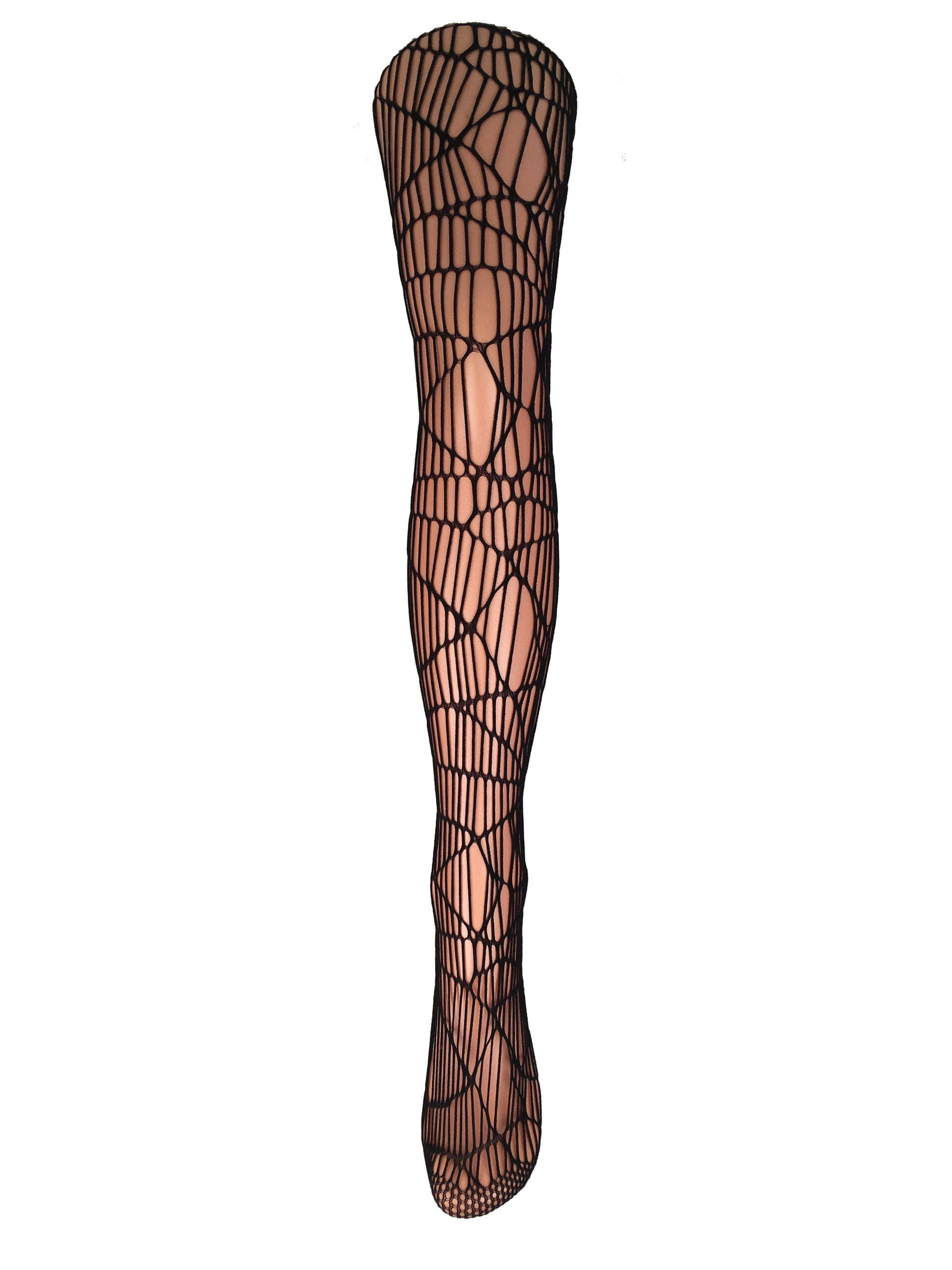 Womens black High Waist Tights Spider Web patterned Fishnet Stocking ...