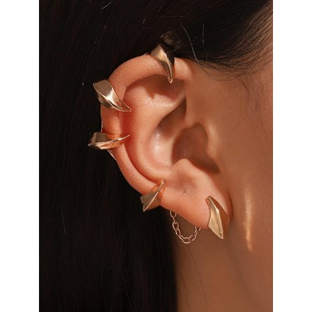 1Pcs Gothic Devil Claw Punk Dark Alloy Geometric Cuff Earrings Golden Vintage Devil Dragon Claw Ear Cuff Geometric Earrings for Women Elegant Gifts DIY Jewelry Golden DIY