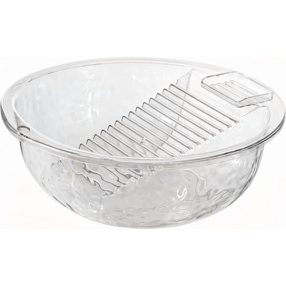 2-in-1 Clear Plastic Laundry Basin with Built-in Washboard,13.39×12.80×3.94In Portable Hand Wash Tub,Thick PET Washing Bowl for Dorm Travel Household Small Clothes Hand Washing