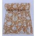 thumbnail image 2 of A And E Textiles House House Tan Color Kantha quilt bedding bedspread queen size quilt Indian kantha throw Kantha Block Printed floral Kantha Handblock Print floral, 2 of 3