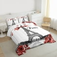 thumbnail image 3 of Homewish Red Bowtie Ribbon Full Size Comforter Sets,Paris Eiffel Tower Bedding Comforter Set,Romantic Rose Bedding Sets For Men Women,Ultra Soft Home Decor Reversible,3pcs, 3 of 8
