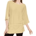 thumbnail image 2 of ALFANI Womens Yellow 3/4 Sleeve Crew Neck Party Peplum Top Petites PL, 2 of 3