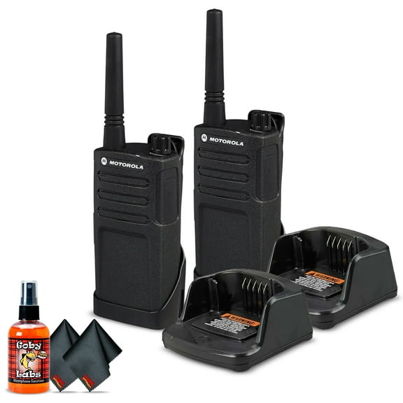 2 x Motorola RMM2050 On-Site 2-Way Radio (RMM2050)   Mic Sanitizer Spray   2 x MicroFiber Cloth - 2 Pack Bundle