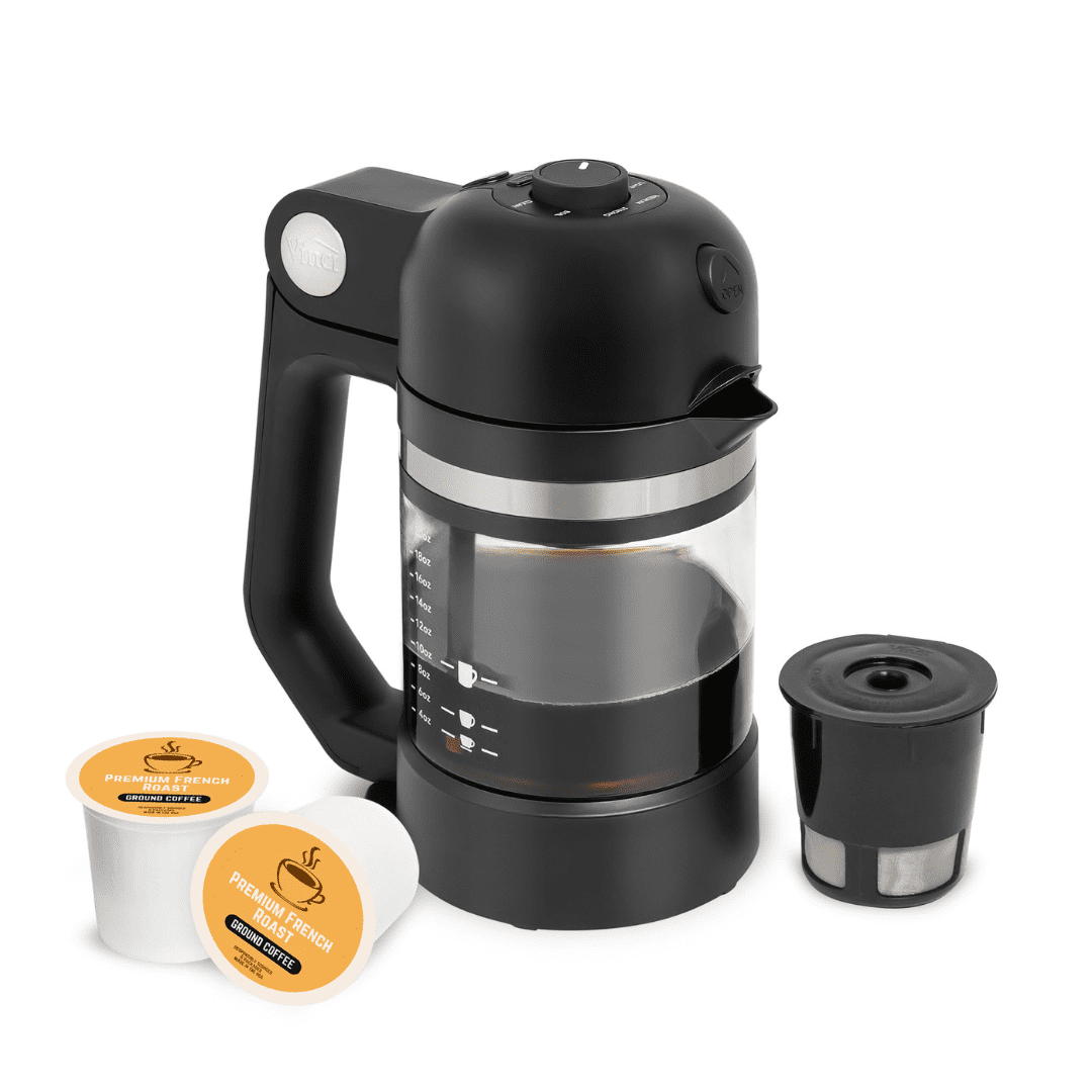 VINCI Micro Café Single-Serve Coffee Brewer | Compatible with Keurig K-Cups, K-Pods | Compact, Portable | Enclosed Brewing for Hotter Coffee | Large Capacity Reusable Filter Cup Included
