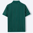 thumbnail image 5 of Bxsruta Men's Striped Knit Polo Shirt Short Sleeve Button Down Breathable Casual Summer Top, 5 of 6