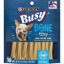 Purina Busy Bone Extra Small Dog Treats with Real Pork, Long-Lasting Chews, 6.5 oz Pouch (10 Count)