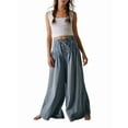 thumbnail image 3 of Women'S Baggy Wide Leg Denim Pants Drawstring Midi Waisted Flare Jeans Ruffle Pleated Button Jeans Light Blue S, 3 of 9