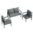 thumbnail image 7 of MRUAKA 3-Piece Outdoor Patio Conversation Set, Metal Frame Furniture Sofa with Armchairs & Coffee Table, Weather-Resistant Cushions for Balcony, Deck, Poolside Gray, 7 of 7