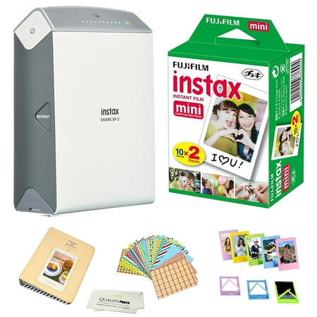 Fujifilm Instax SHARE SP-2 Portable Smart Phone Photo Printer w/ Instax Photo Paper Film Pack + Accessory Kit Bundle - Instantly Print Pictures from iPhone or any smartphone & Tablet in 10