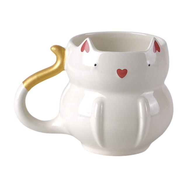 Taza de café, taza de agua, reutilizable, linda, con asa, taza de té, taza de sopa para mantener caliente o Blanco