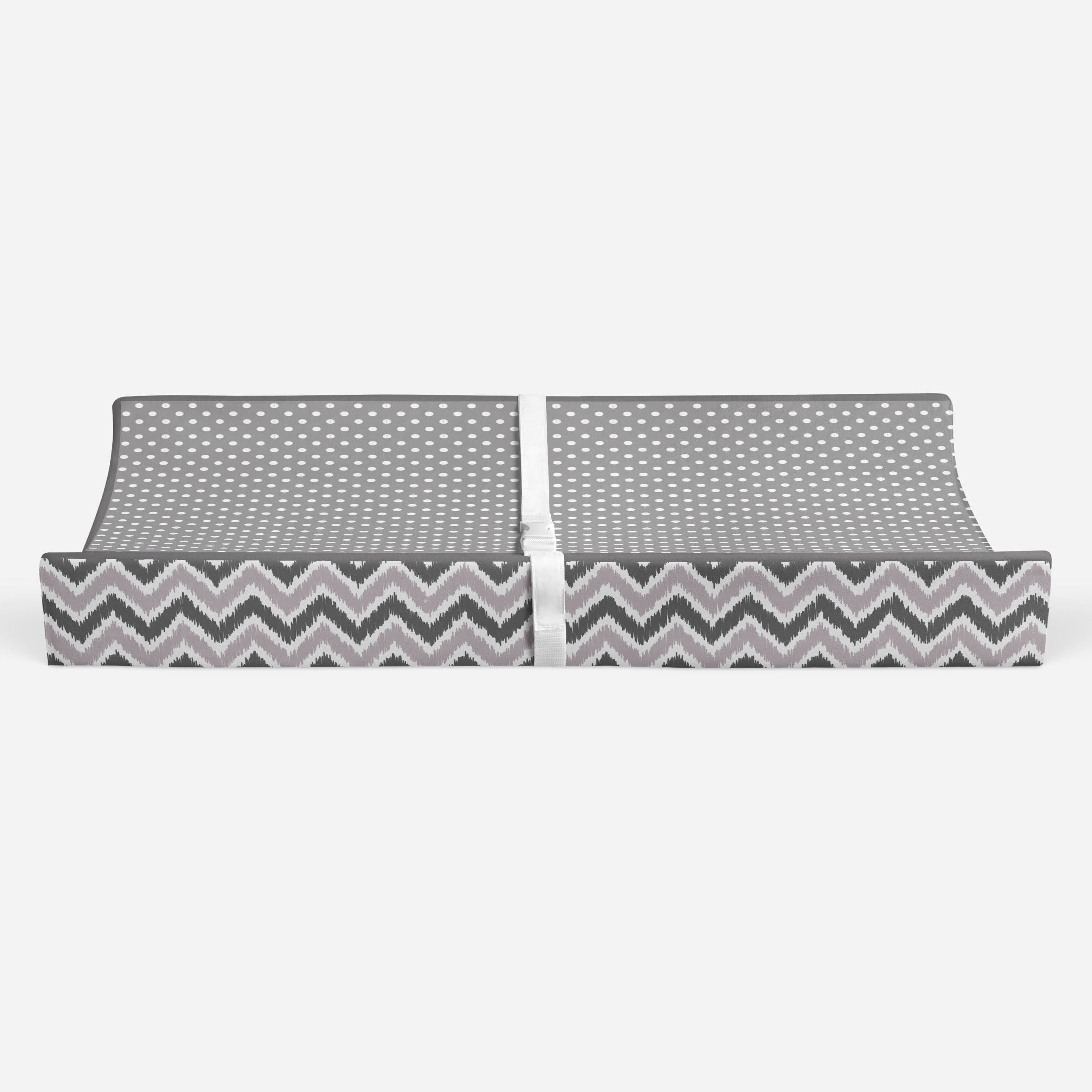 Bacati - Mix N Match Chevron/Dots Gray Neutral Quilted Changing Pad Cover