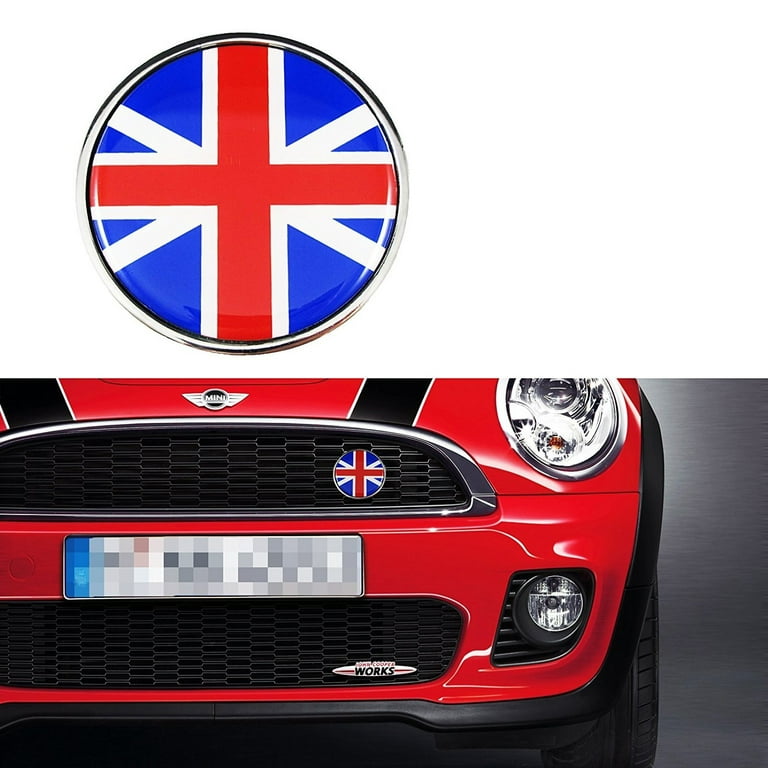 Xotic Tech Red Blue Front Grill Badge w/ Holder UK Flag Fit All MINI Cooper  R50 R55 R56 R57 R558 R60 