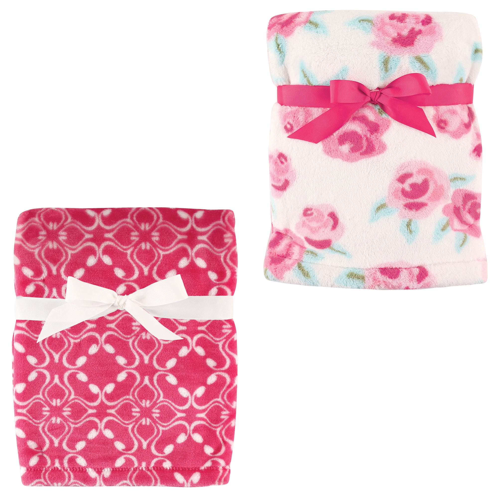 Hudson Baby Girls' Plush Blanket, 2Pack, Choose Your Color