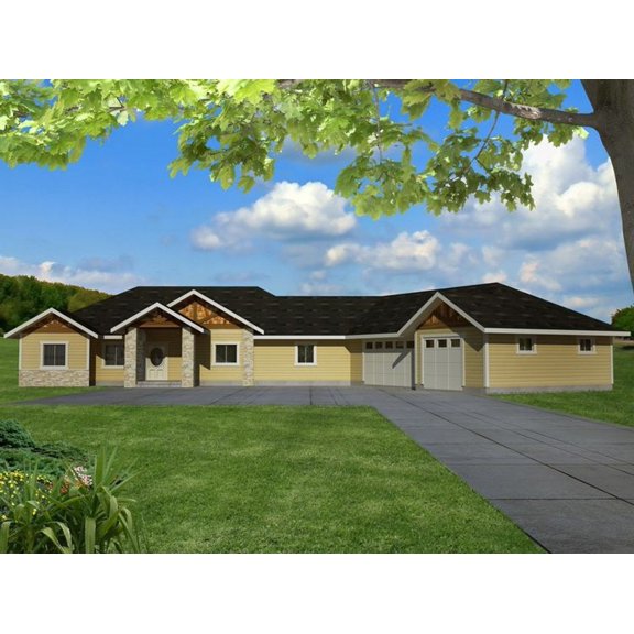 001-3478: Ranch Northwest 4 Bed, 4 Bath Luxury Home Plan, 3801 Sq Ft: Full Blueprints with License to Build by Home Plan Marketplace - Lesuto