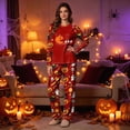 thumbnail image 5 of TOWED22 Women‘s Halloween Pumpkin Print Pajama Set, Long Sleeve Crew Neck Sleepwear with Pants, Cozy Matching Family Holiday Outfit,S, 5 of 7