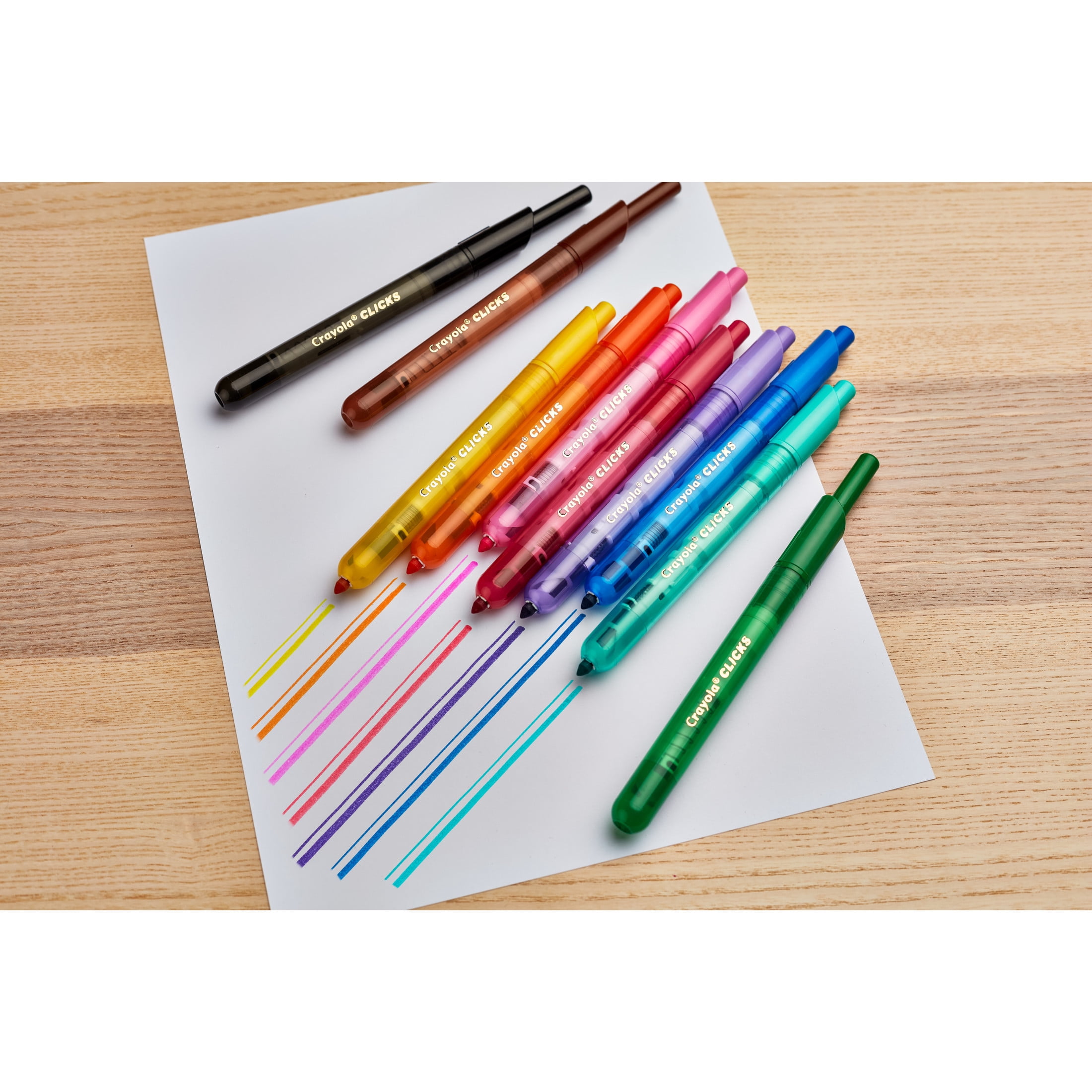 Crayola Clicks Retractable Markers, 10ct, Cone Tip Washable Markers, Cute School Supplies, Classroom Essentials, Gifts for Teachers and Kids, Ages 6+