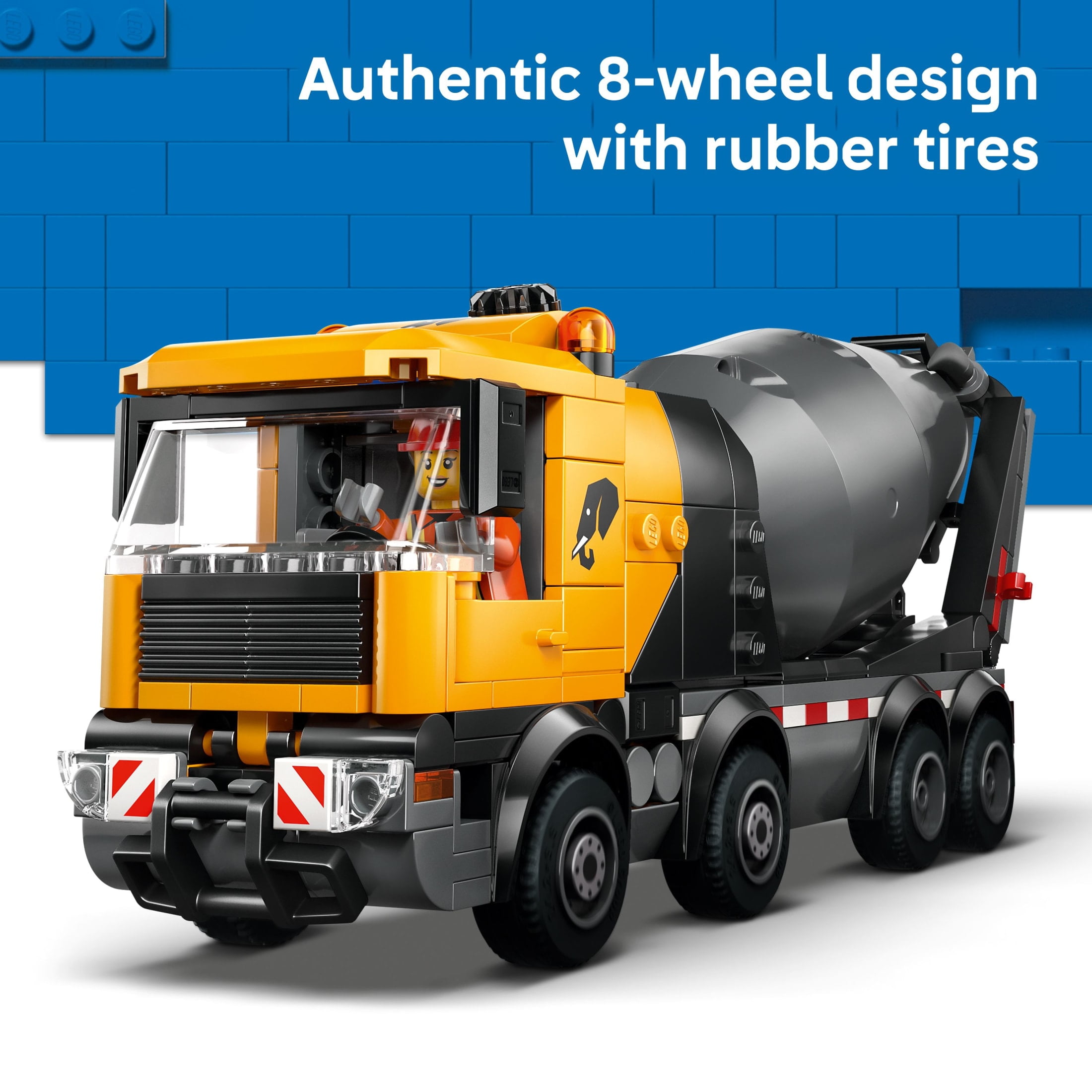 LEGO City Cement Mixer Truck Building Toy for Boys & Girls, Ages 7+ - Pretend Play Construction Toy W/ Rotating Drum & 3 Worker Minifigures - Gift Idea for Birthdays - 60478