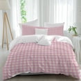 thumbnail image 2 of Pink Bedding 3 Piece Duvet Cover Set Queen Size, Grid Checkered Plaid Gingham Lattice Trellis Soft Microfiber Comforter Cover with Zipper Closure & Pillowcases, Wrinkle & FadeResistant Quilt Cover, 2 of 9