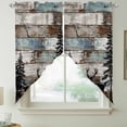 thumbnail image 2 of Teal Brown Deer Silhouettes Swag Curtains for Kitchen/Bedroom/Living Room, Trees Wooden Retro Art Farmhouse Scalloped Curtains 63 Inch Long, Window Swag Topper Curtains Valances 2 Panels Set 36"x63", 2 of 8