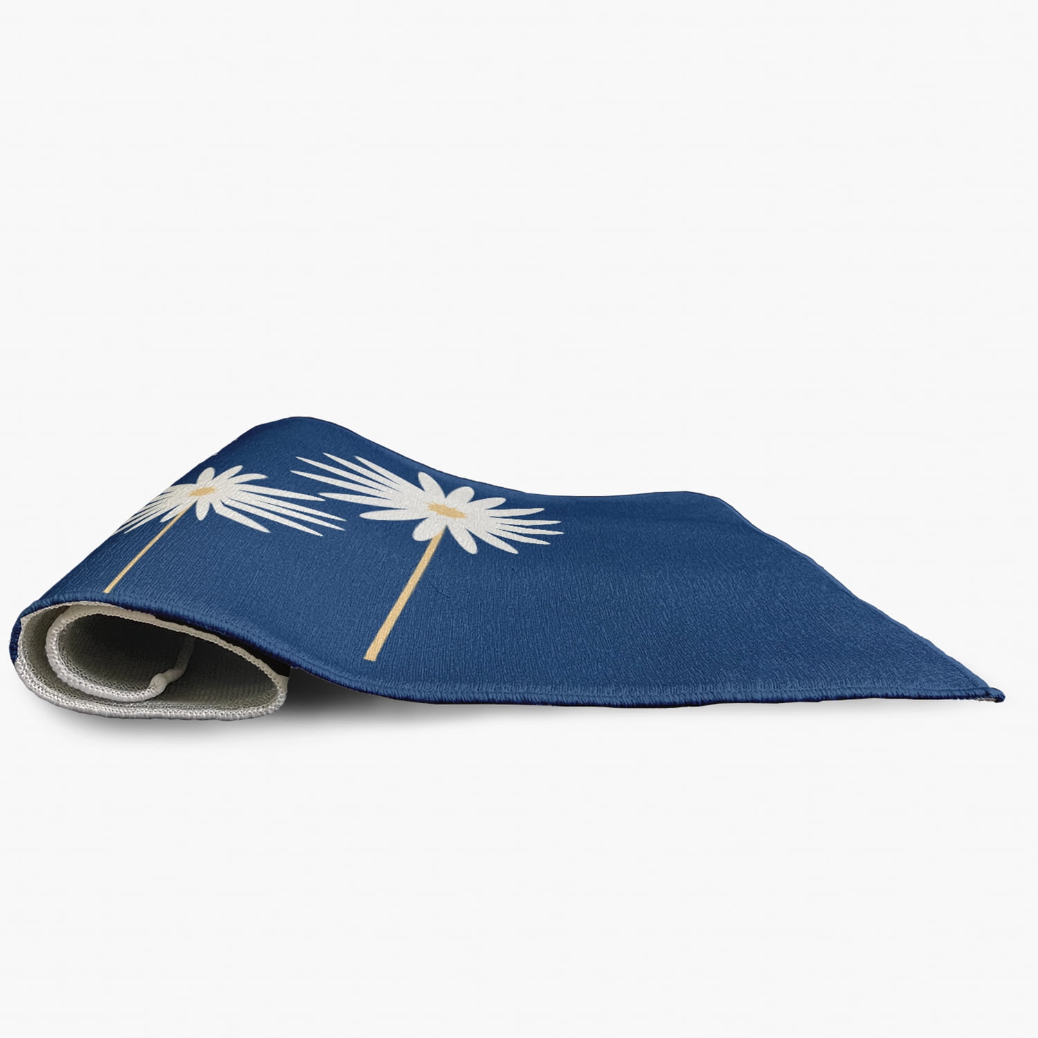 Simply Daisy 5' Round Dark Cobalt Blue Floral Print Spring Chenille Indoor/Outdoor Rug