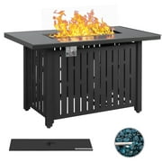 Vineego 43" Gas Fire Pit Table with Free Blue Fire 50,000 BTU Outdoor Heating All Weather Propane Fire Pit