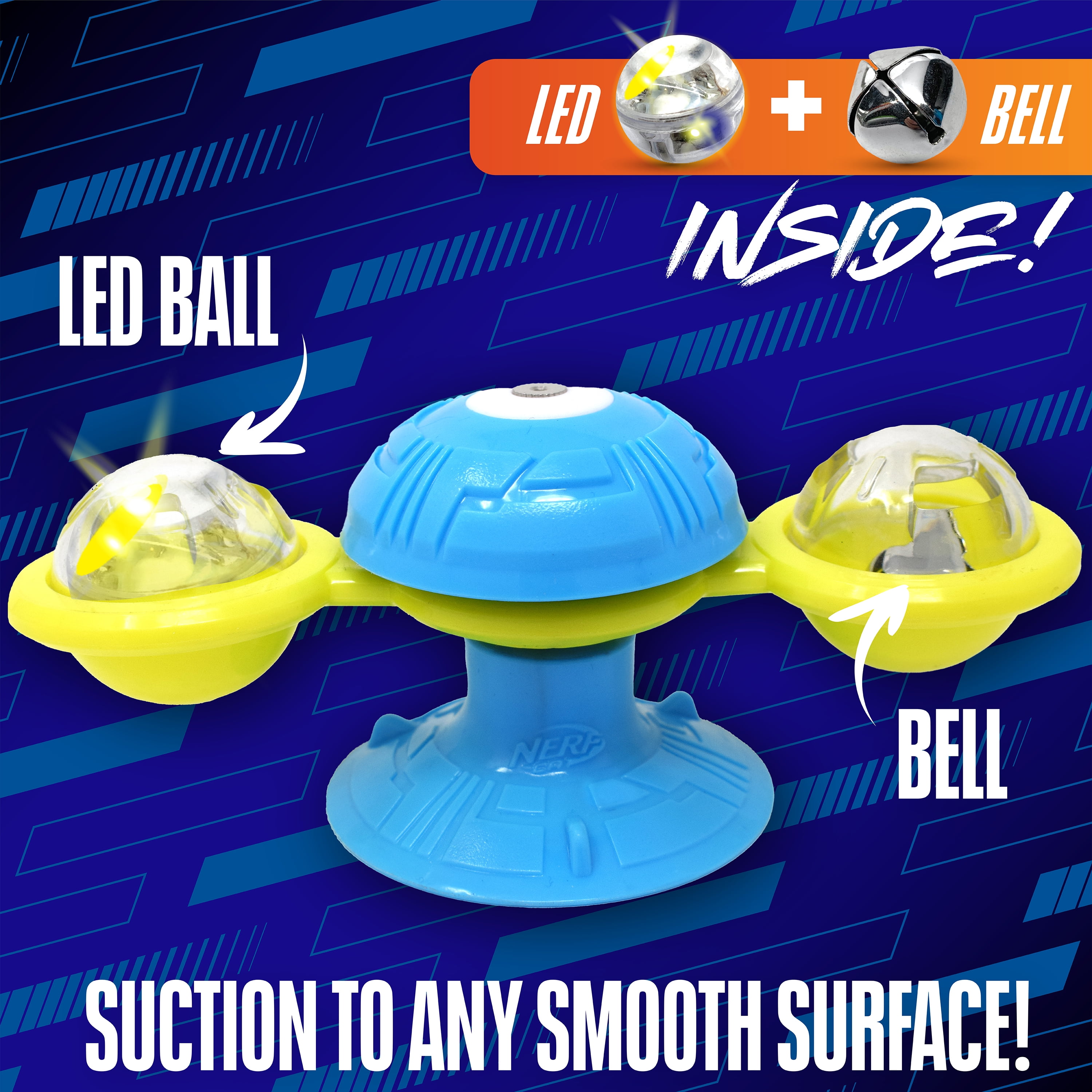 Nerf Cat LED Light Up Rattle Spinner with Bell Cat Toy