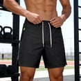 thumbnail image 2 of Besolor Mens Workout Shorts Lightweight Breathable Quick Dry Summer Athletic Running Elastic Waist Drawstring Shorts with Zipper Pockets(Large,Black), 2 of 7
