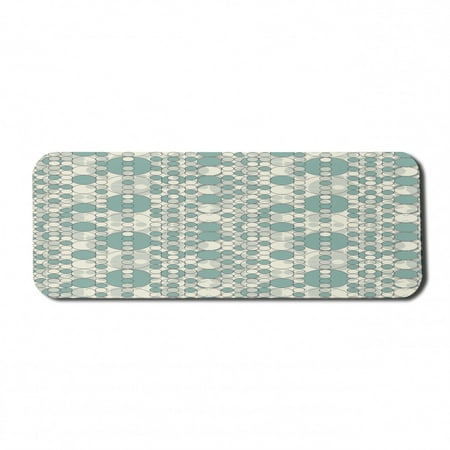 Geometric Computer Mouse Pad  Big Small Circles Pale Tones Lattice Pattern in Abstract Modern Artwork  Rectangle Non-Slip Rubber Mousepad Large  31  x 12  Gaming Size  Pale Teal Beige  by Ambesonne