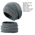thumbnail image 7 of Dengjunhu 2Pcs/Set Adults Neck Warmer Hat Solid Color Thickened Stretchy Thermal Windproof Keep Warm Super Soft Autumn Winter Men Women Woolen Yarn Scarf Hat Kit for Shopping, 7 of 7