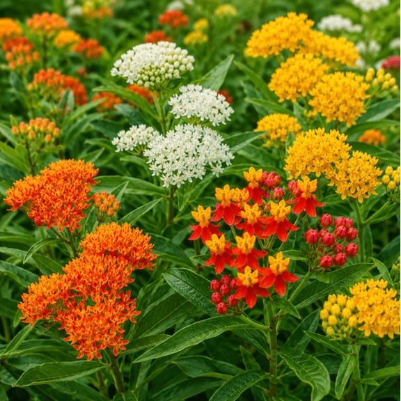 Set of 2 Mixed Milkweed Live Plants, Assorted Flowering Milkweed, Native Garden Plants, Outdoor Perennials, 4–6 Inch Tall