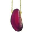 thumbnail image 3 of PAPER AND QUARTZ Gold Plated Agate Slice Necklace in Hot Pink, 3 of 4