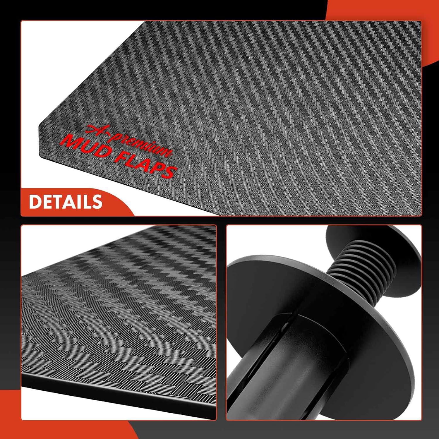 A-Premium 4 Pcs Black Universal Splash Guards Mud Flaps Mudflaps Mudguard Fender Flares for Car Pickup Truck SUV with Hardware Front and Rear