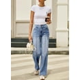 thumbnail image 4 of Jeans de pierna ancha con tacto lateral, cintura alta, vaqueros elásticos para mujer, 4 of 6
