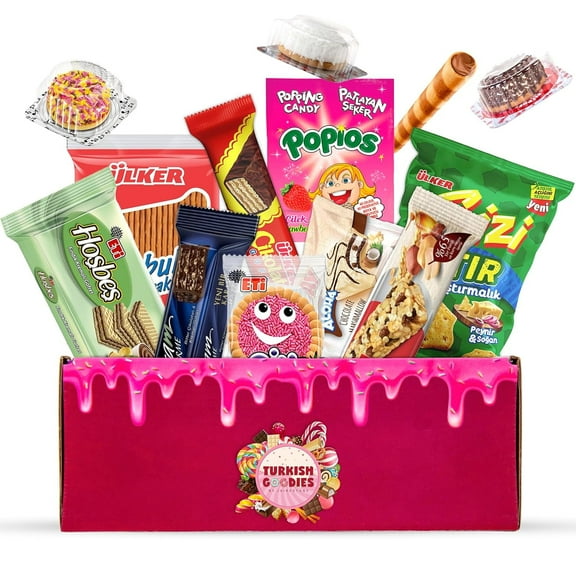 International Snack Box - Turkish Goodies Foreign Snack Crate - Mystery Snacks Pack From Around The World - At Least 13ct Snacks in Every Box