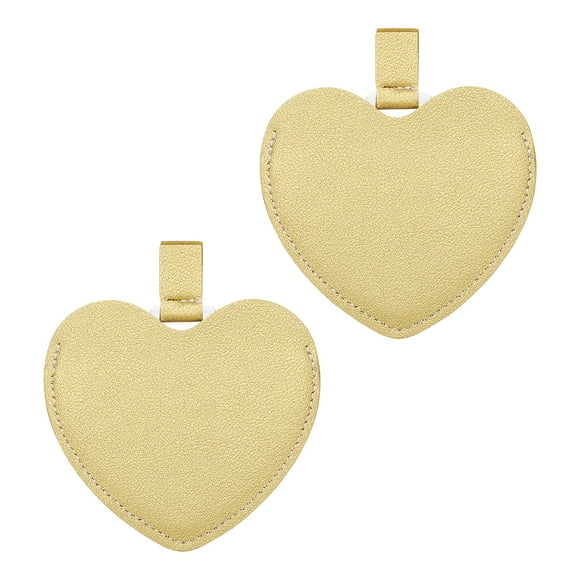 Uxcell 2Pcs Small Pocket Mirror for Purse, 3.82" x 3.35" Heart Shape Stainless Steel Compact Makeup Mirror with Leather Case, Travel Mirror Handheld Mirror for Women, Girls(Champagne Gold)