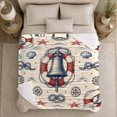 thumbnail image 5 of Vintage Nautical Maritime Inspired, Cozy Coastal Landscape Scene, Warm Flannel Blanket for Beach House and Living Room, Beach Lovers Housewarming Gift, Coastal Home Decor, 5 of 9