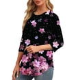 thumbnail image 4 of Womens Tops 3/4 Length Sleeves Summer Womens Tops Casual Graphic Tees Shirts for Women Vintage Printed Tshirts for Women Plus Size clearance my orders, 4 of 7