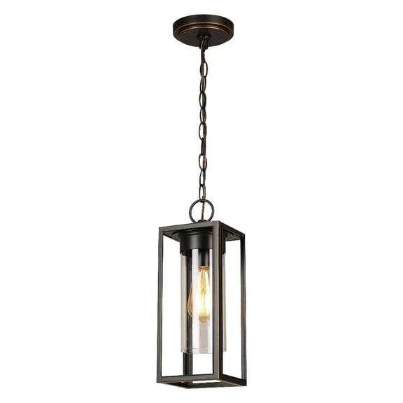 203663A-Eglo Lighting-Walker Hill - 1-Light Outdoor Pendant - Oil Rubbed Bronze - Clear Glass - 15 Inches-Oil Rubbed Bronze Finish