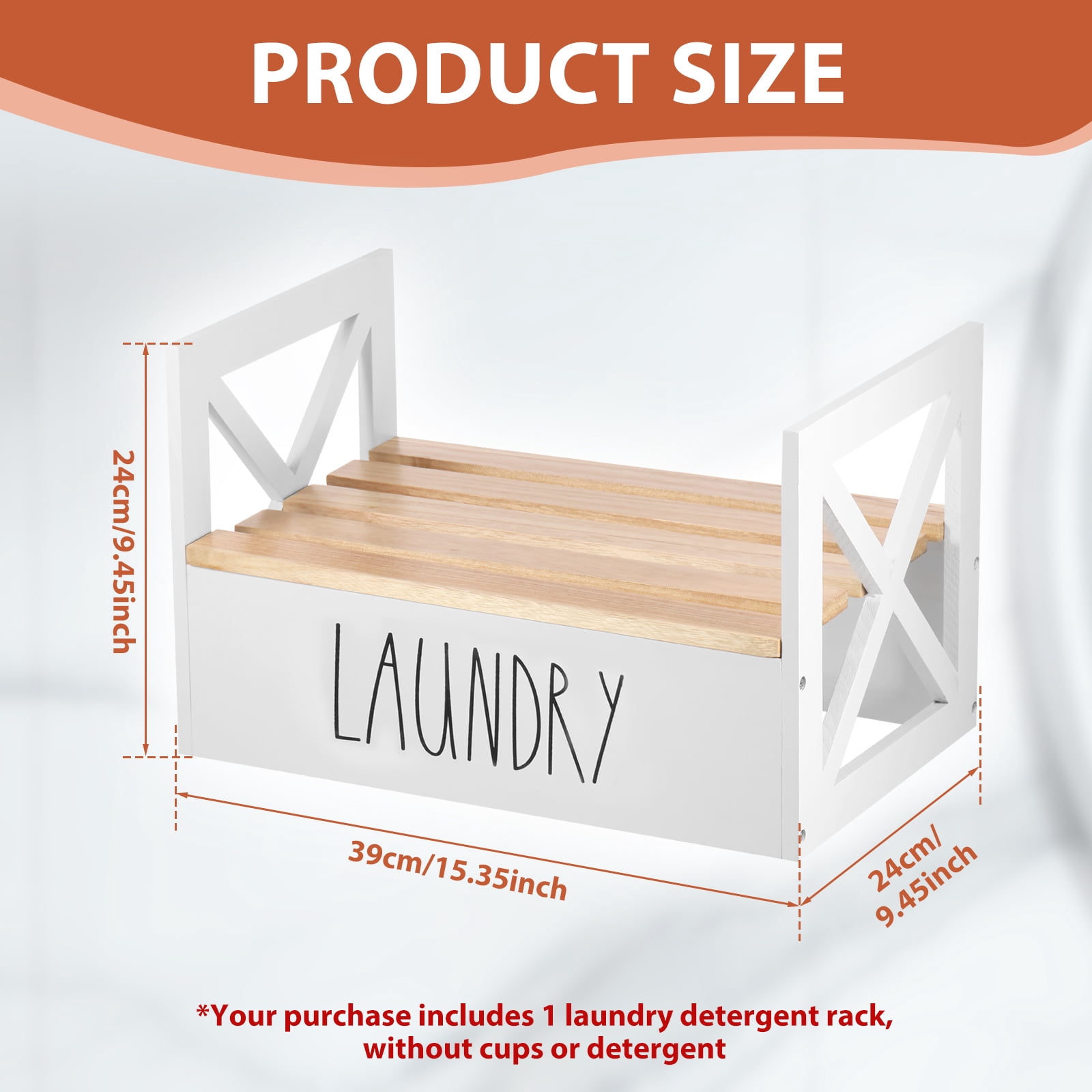 LINFANG Wooden Laundry Detergent Holder Easy Assembly Liquid Soap Storage Organizer Liquid Detergent Stand for Household Cleaning Supplies