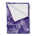 thumbnail image 2 of Whale Soft Flannel Fleece Blanket, Watercolor Whale with Floral Flower Hearts Details Marine Celebration Artwork Print, Cozy Plush for Indoor and Outdoor Use, 60" x 80", Purple White, by Ambesonne, 2 of 5