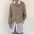 thumbnail image 6 of Fashion Sweater Cardigans for Women Fall Casual Lightweight Irregular Button Up Knit Plain Sweater Jacket Coats (X-Large, Khaki), 6 of 6