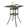 thumbnail image 2 of IVV Cast Aluminum Outdoor Patio Bar Tables, Outdoor Frosted Surface 31.5" Square Bar Height Bistro Table - 42" Pub Height (Brown), 2 of 9