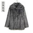 thumbnail image 4 of Babysbule Mens Winter Coats Mens Warm Faux Furry Long Coat Jacket Winter Solid V-neck Outerwear, 4 of 5