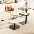 thumbnail image 6 of Wisfor Set of 2 Round Marble Coffee Table Heavy Duty Accent Side Table for Living Room ,17.71 inch, 6 of 14